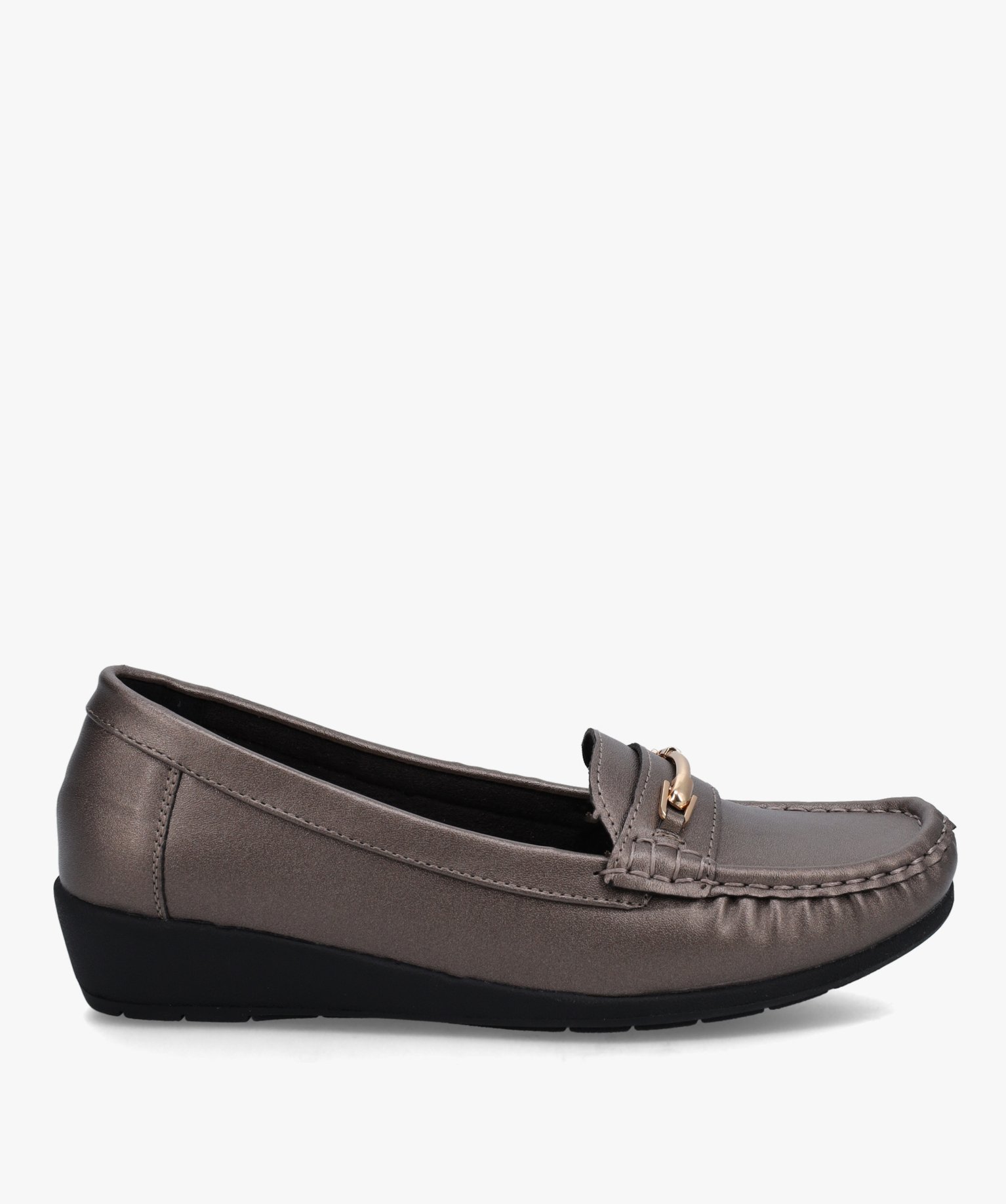 Mocassins à talon compensé et bride métallique femme argent | GEMO