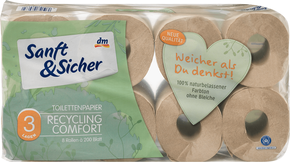 Toilettenpapier Recycling 3-lagig (8x200 Blatt), 8 St