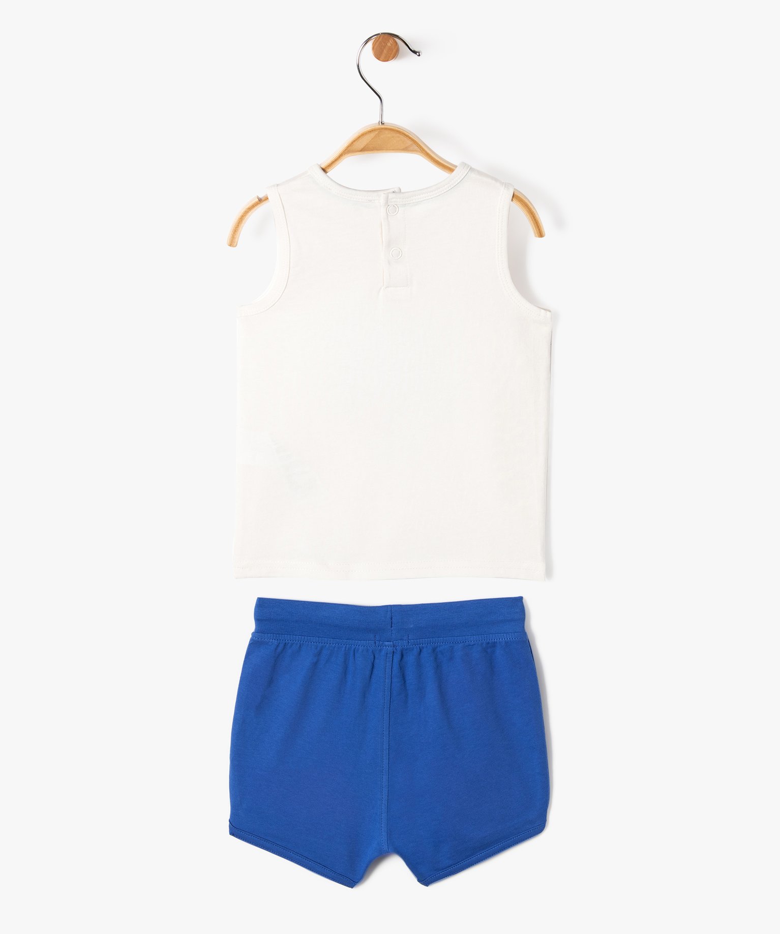 Ensemble bébé fille 2 pièces : short + débardeur imprimés bleu | GEMO