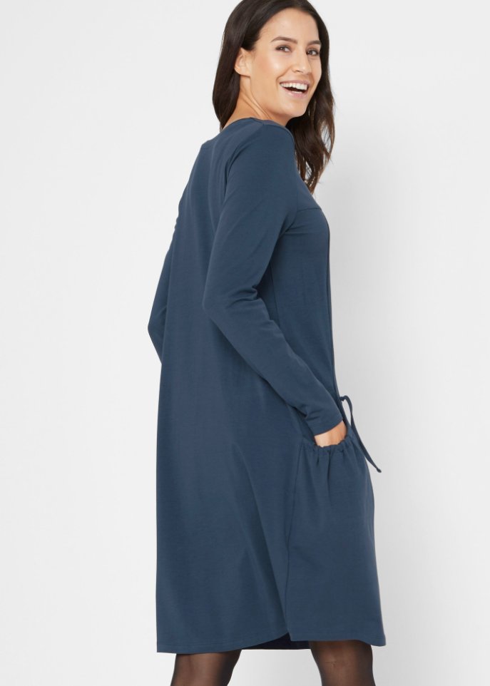 Oversize-Baumwoll-Kleid mit Taschen, knieumspielend