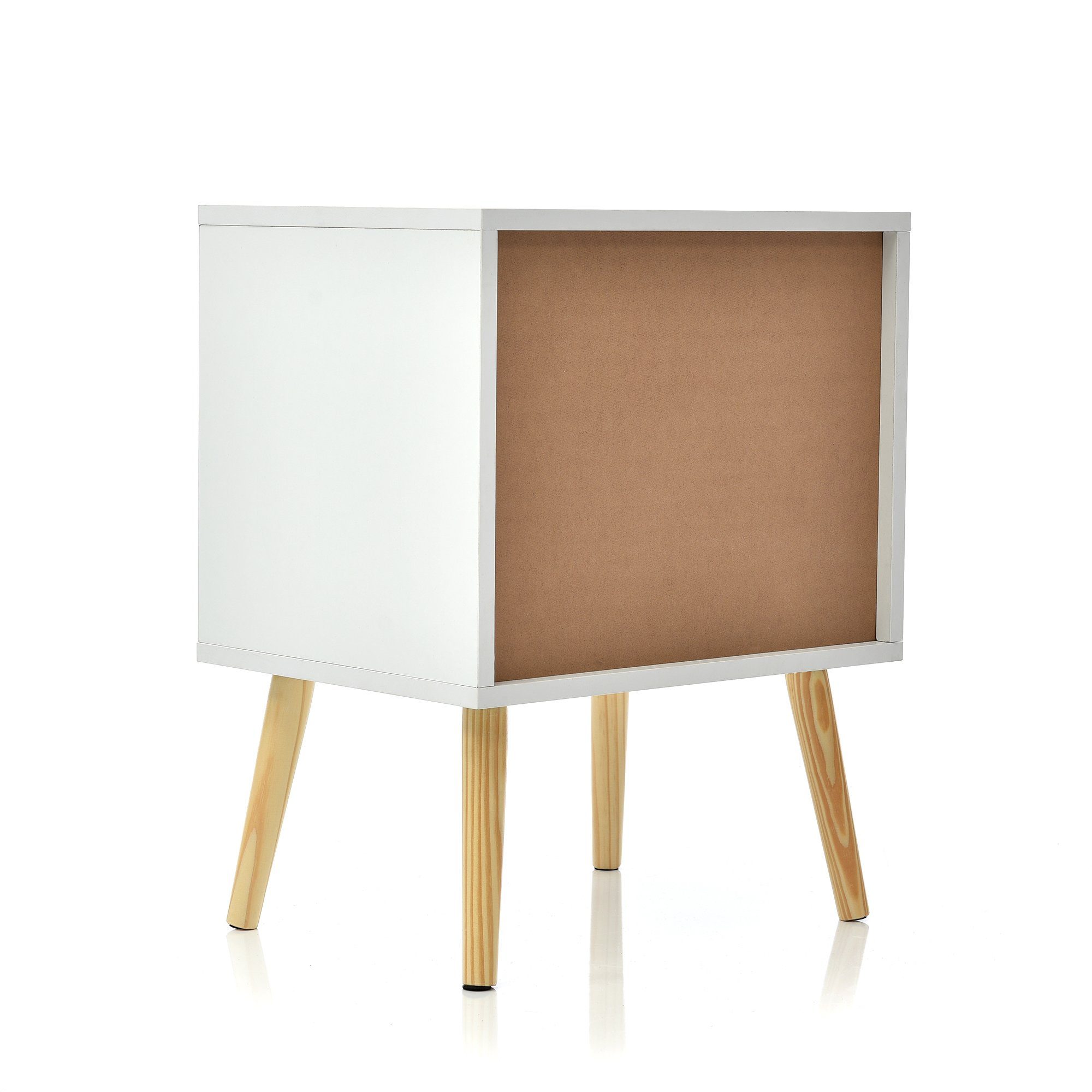 Powerwill Nachttisch 2er Set Massivholz Nachttisch Nachtschrank Beistelltisch (2-St., Holz Beistelltisch Nachtkommode Massivholzfüßen), Nachttischkommode mit Schubladen, für Bett und Schlafzimmer