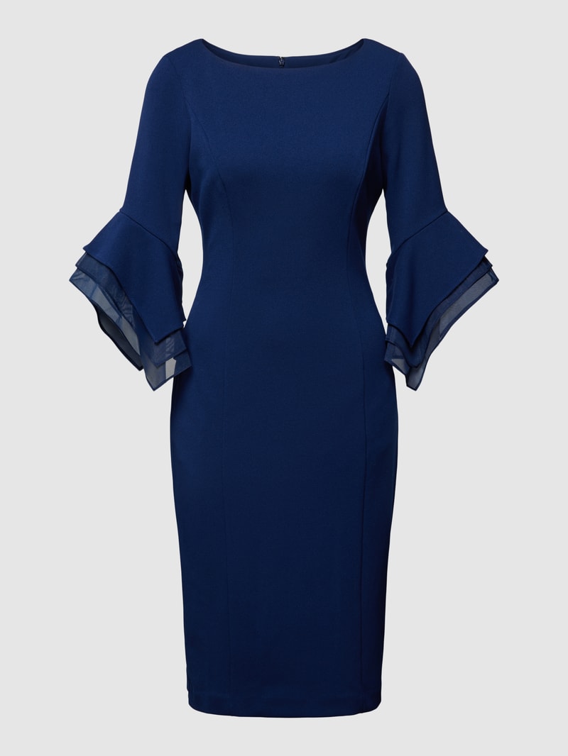 Cocktailkleid mit Trompetenärmeln in marineblau