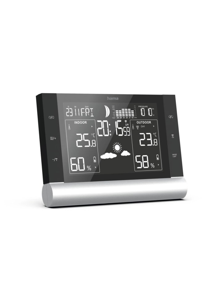 Hama Multifunktionale Black Line Plus Wetterstation mit Alarmfunktion in Schwarz günstig kaufen onesize