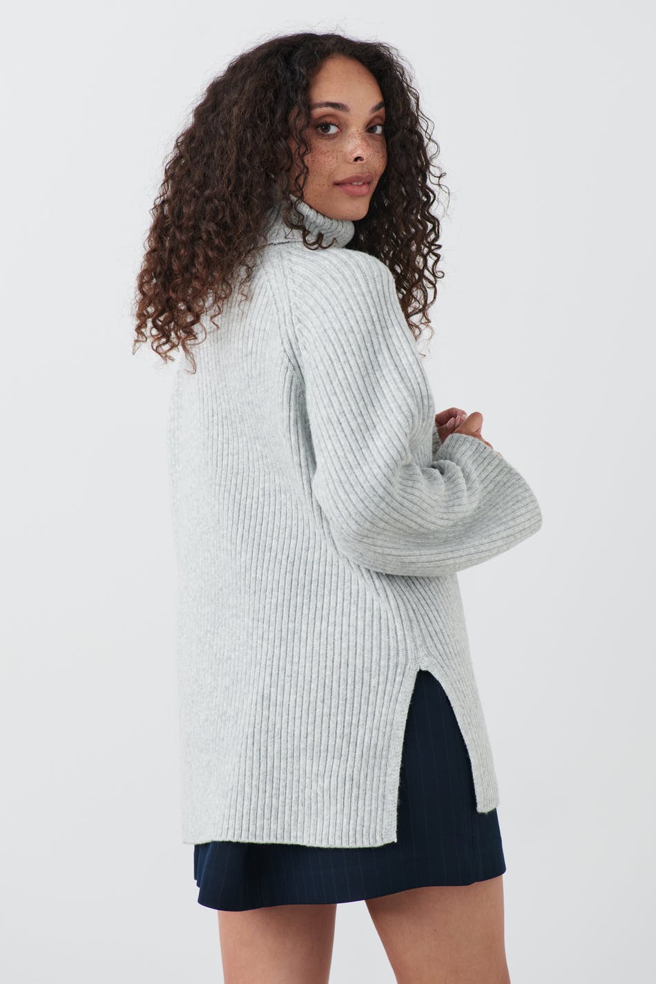 Roll-neck knitted sweater