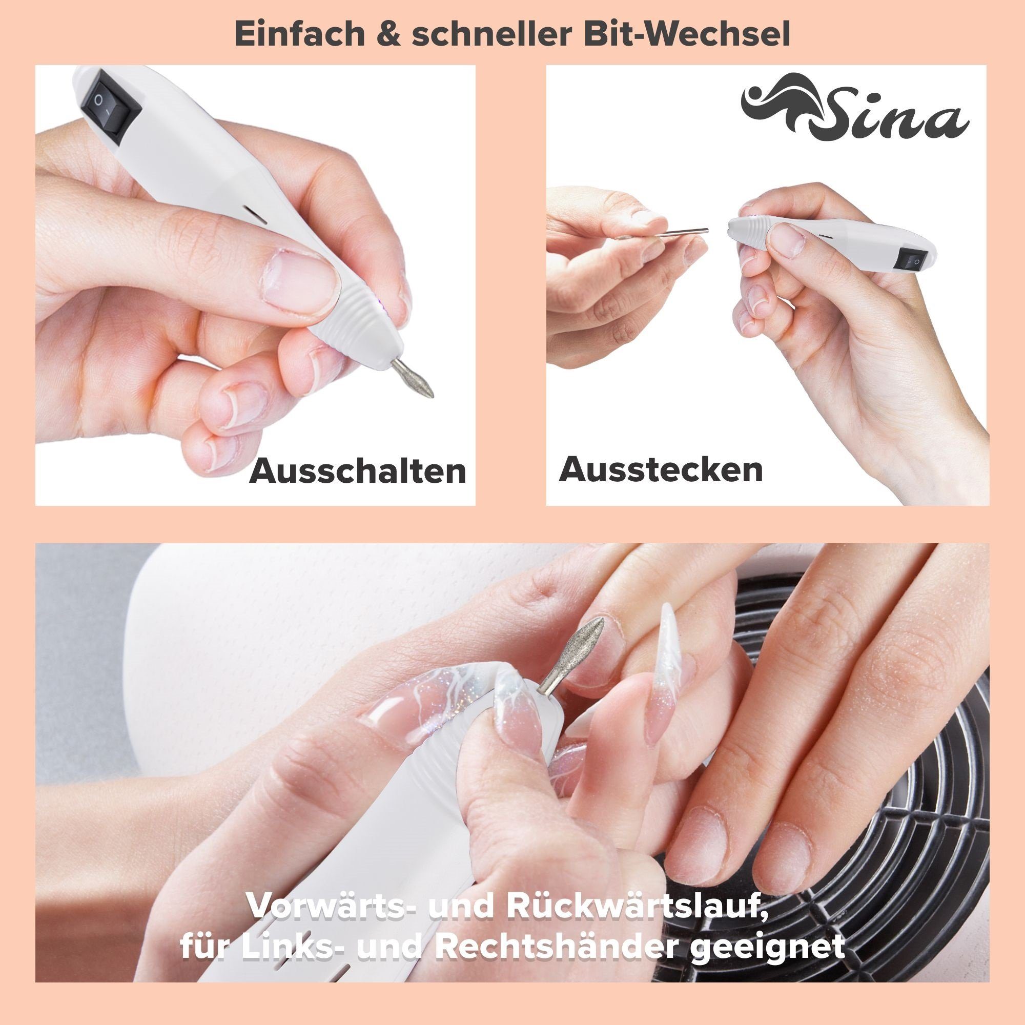Sina Beauty-Multigerät 20.000 U/Min, geeignet für Gel, Acryl oder natürliche Nägel
