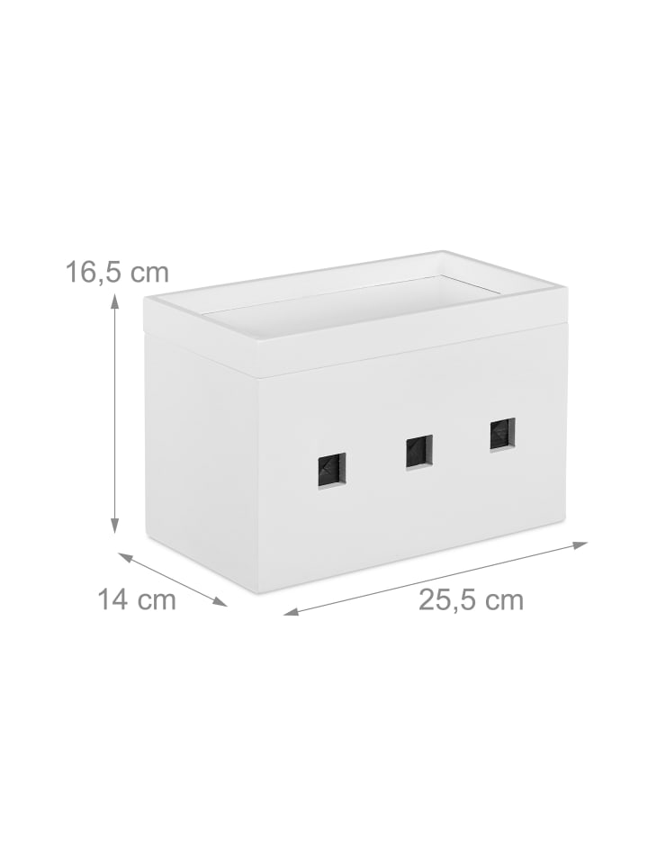 relaxdays Kabelbox in Weiß - (B)25,5 x (H)16,5 x (T)14 cm günstig kaufen onesize