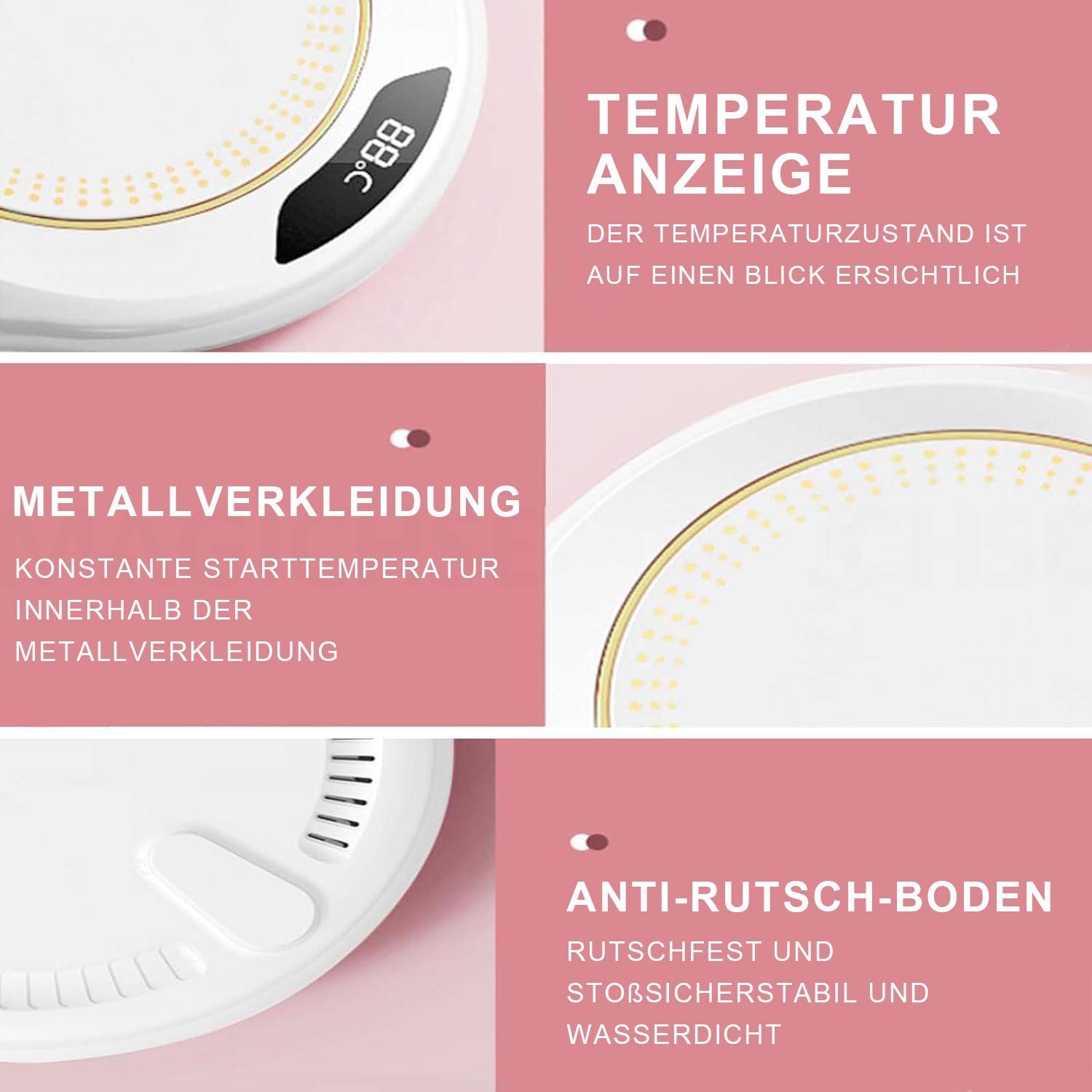 MAGICSHE Tassenwärmer Elektrischer Kaffeetassenwärmer mit 3 Temperaturstufen