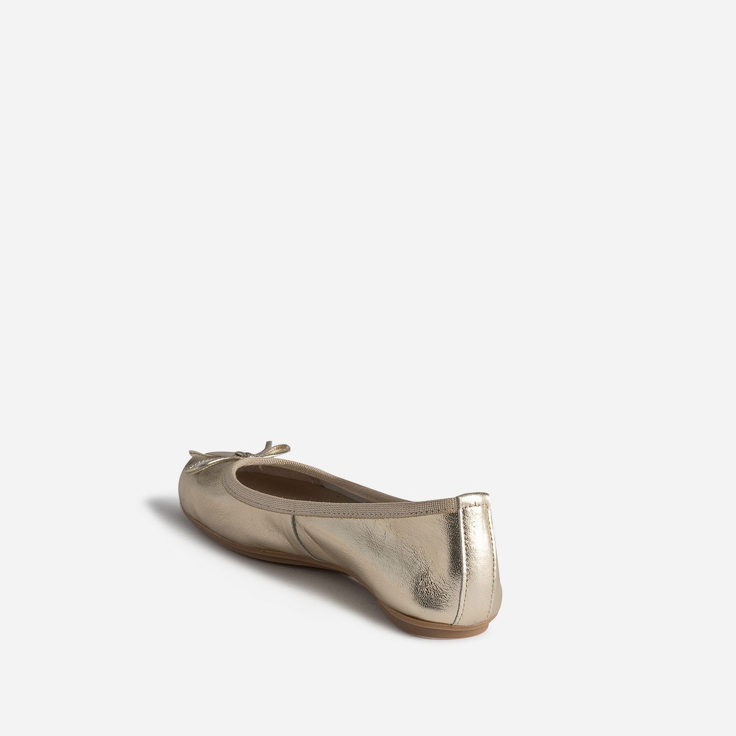 Ballerine dorée en cuir avec nœud
