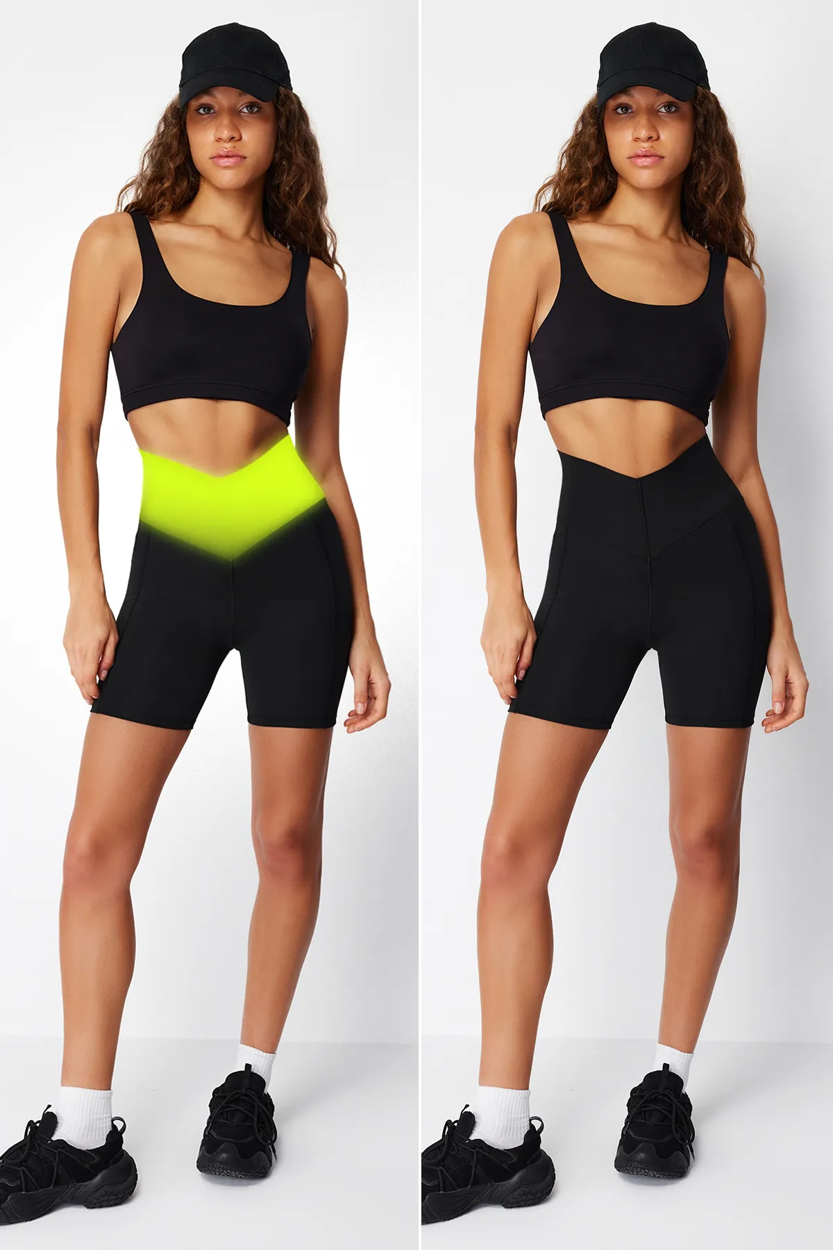 Trendyol Collection  Schwarze, extra taillierte Strick-Sportshorts/kurze Leggings THMSS24TY00014