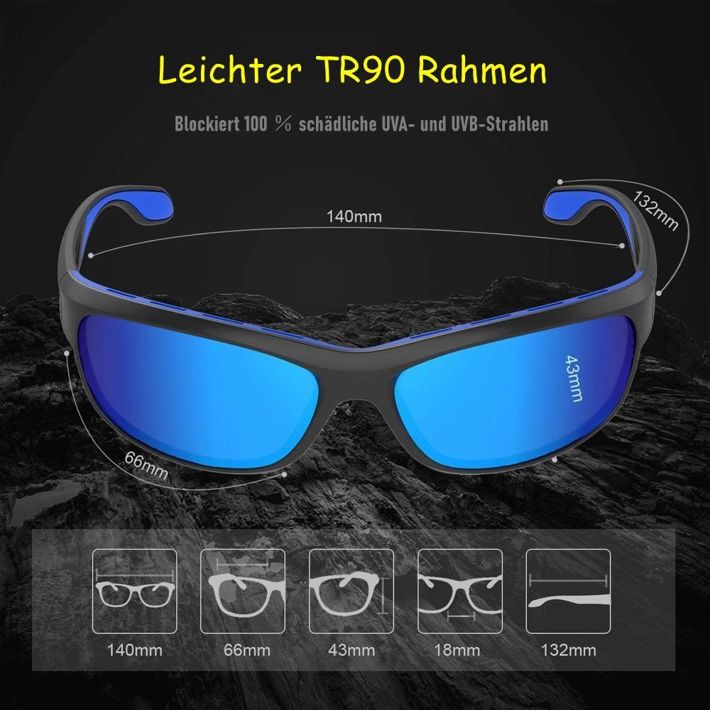 Elegear Fahrradbrille Radsportbrille, (Uv400-schutz, blau), Blendung-schutz Winddicht