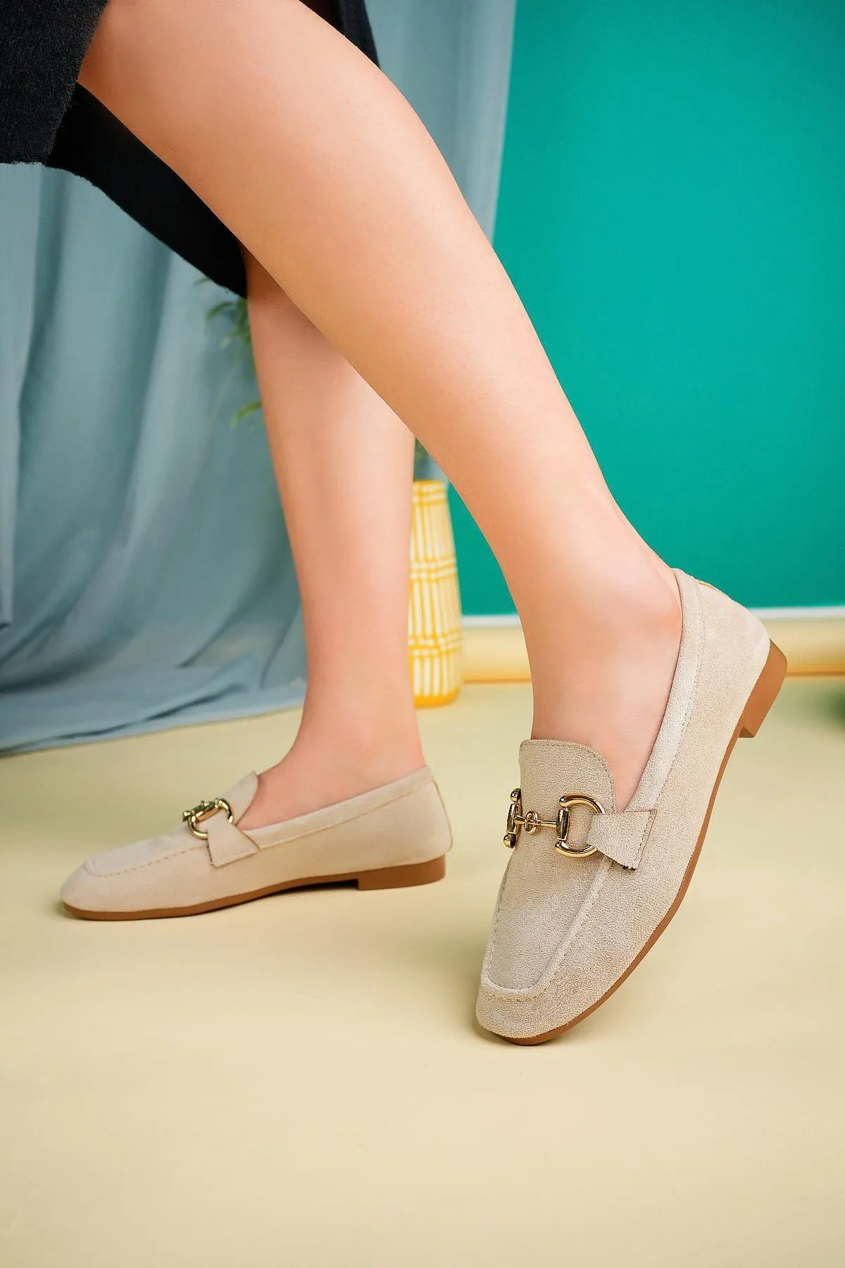 MUGGO  Mona garantierte Damen-Loafer-Freizeitschuhe aus Leder mit Metallschnalle
