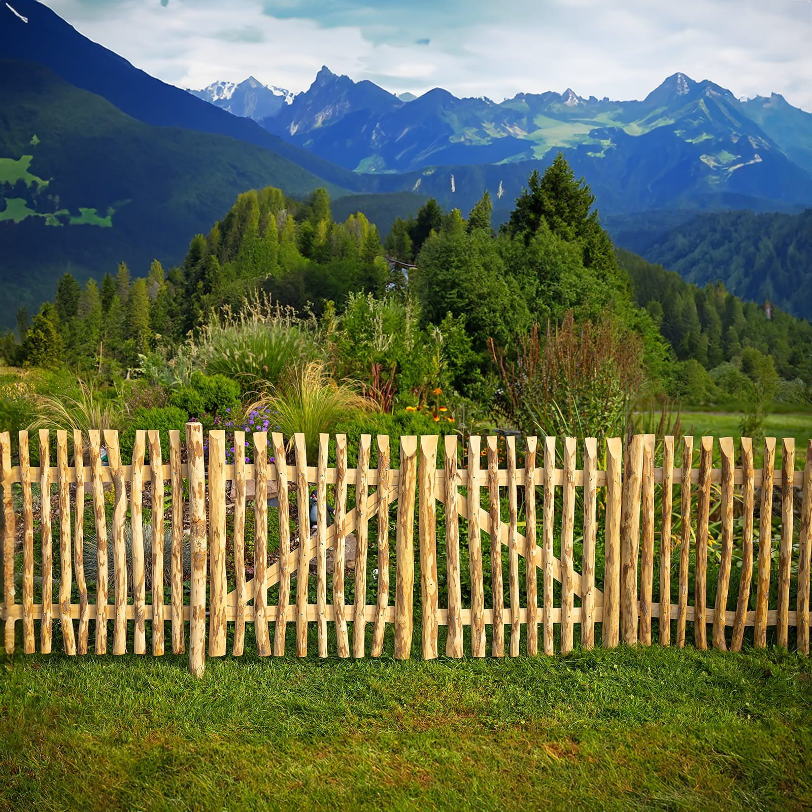 BooGardi Gartentor Staketentor Bausatz, (Höhe 30cm x Breite 100cm Lattenabstand 7-9cm · 168 Größen), Gartentür Holztor Staketenzaun Zauntor Gartenzaun