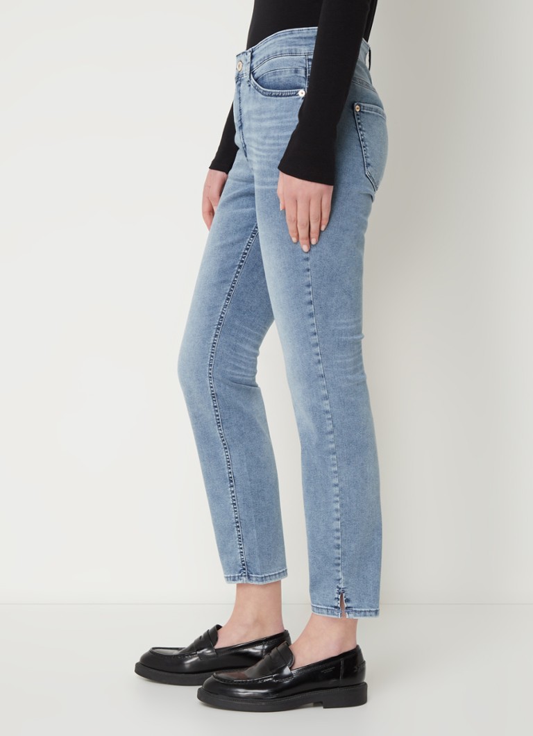 Blugi MAC Jeans Dream Summer Skinny cu talie înaltă și mânecă scurtă, decolorare medie