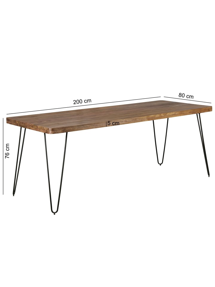 KADIMA DESIGN Esstisch BAGLI Massivholz 200 x 80 x 76 cm Esszimmer-Tisch in Massivholz günstig kaufen
