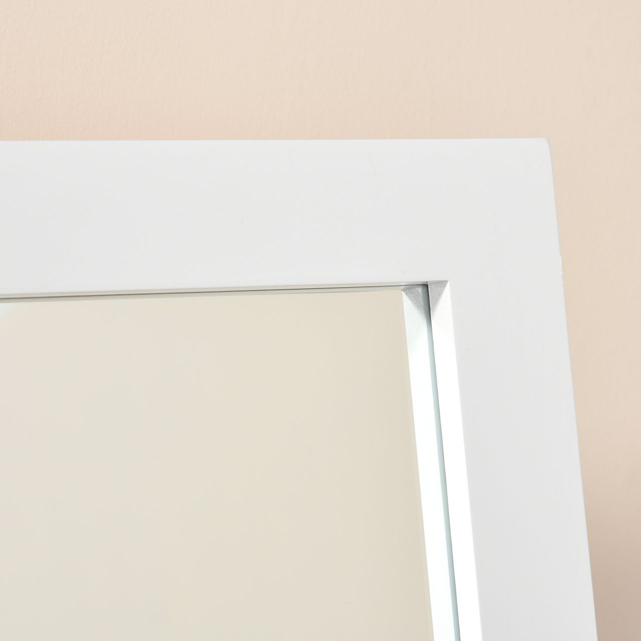 HOMCOM Standspiegel Ganzkörperspiegel Schminkspiegel Erhöhte Füße Pflegeleicht MDF Weiß 47 x 46 x 148 cm