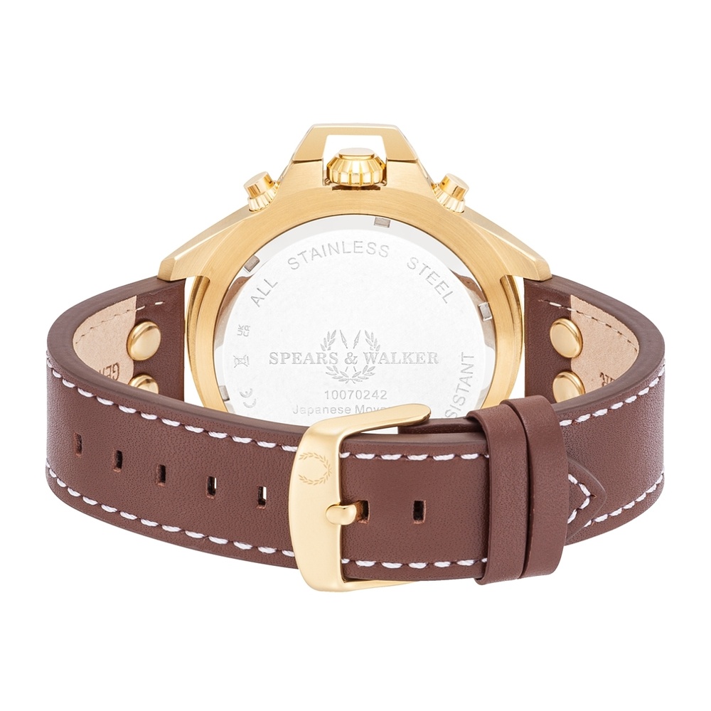 Spears & Walker Montre à quartz Varus II Or jaune Cuir véritable en Marron Montre