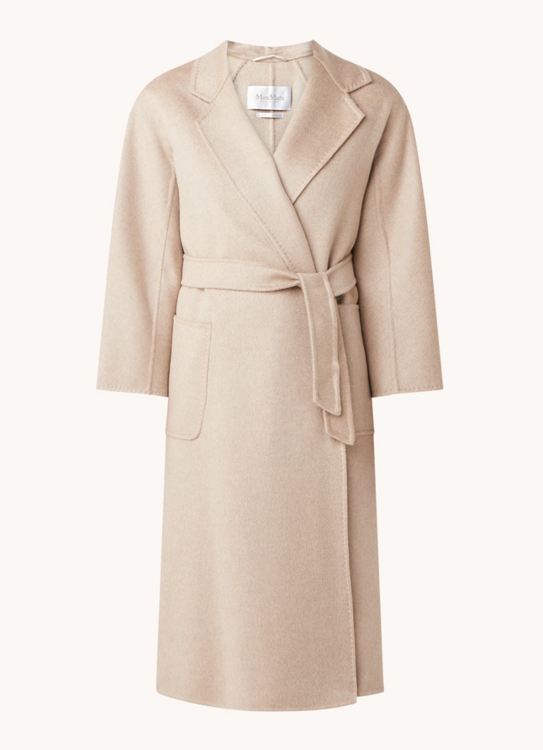 Kašmírový kabát MaxMara Labbro s mašlí na pásku