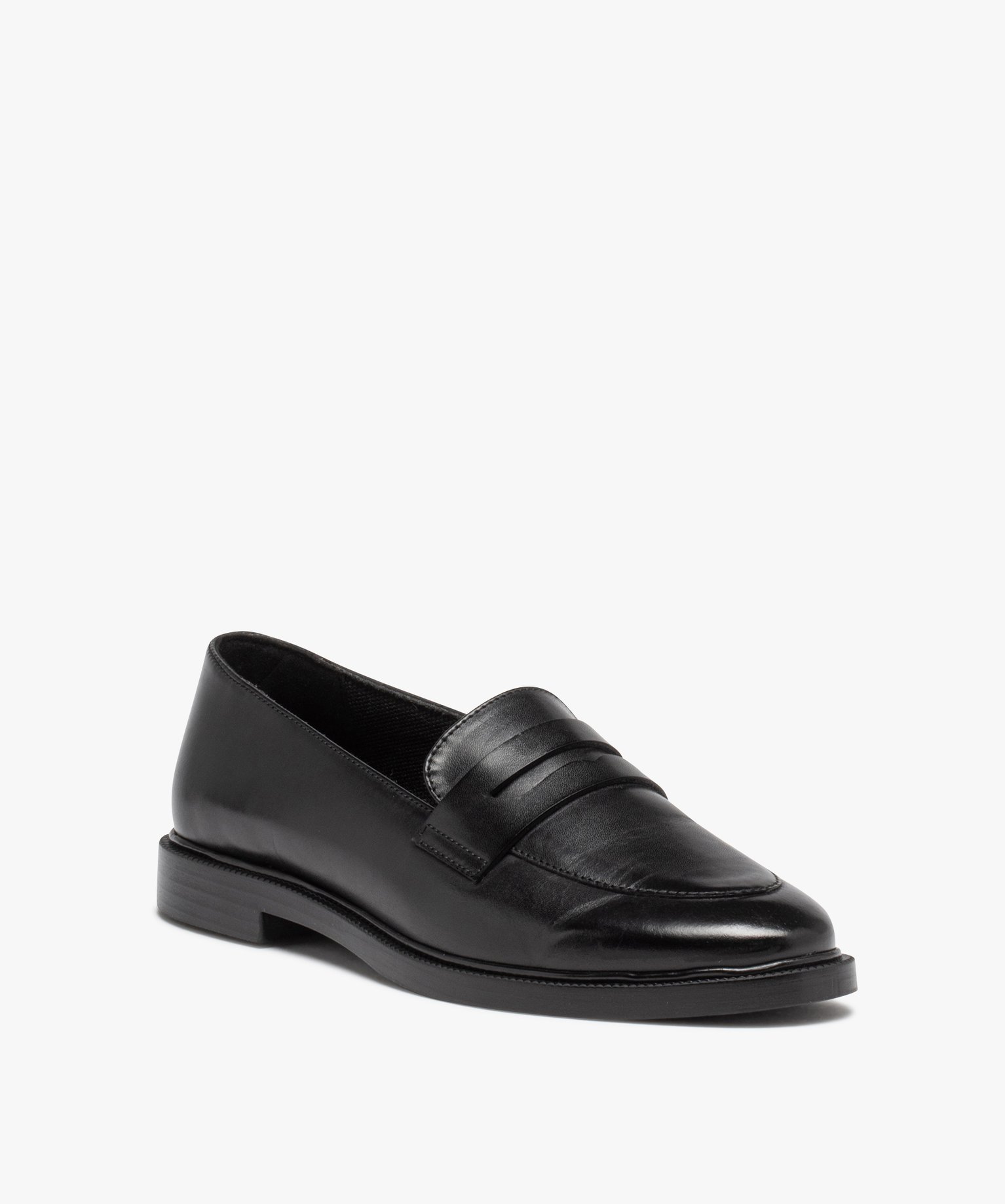 Mocassins femme unis dessus en cuir classique - Taneo noir | GEMO