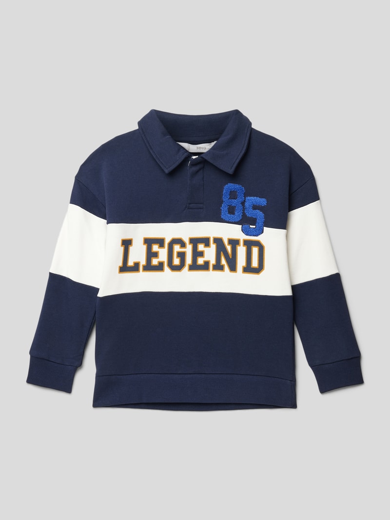 Sweatshirt mit Polokragen in marineblau