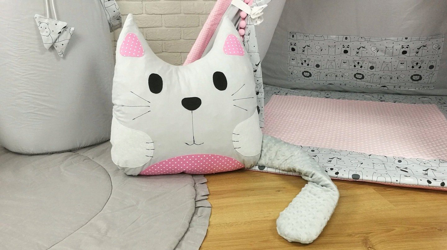 Pamek Tipi-Zelt Tipi Tiere Kissen Spielzelt Komplett SET mit Tieren, Personen: 1 (7 tlg)