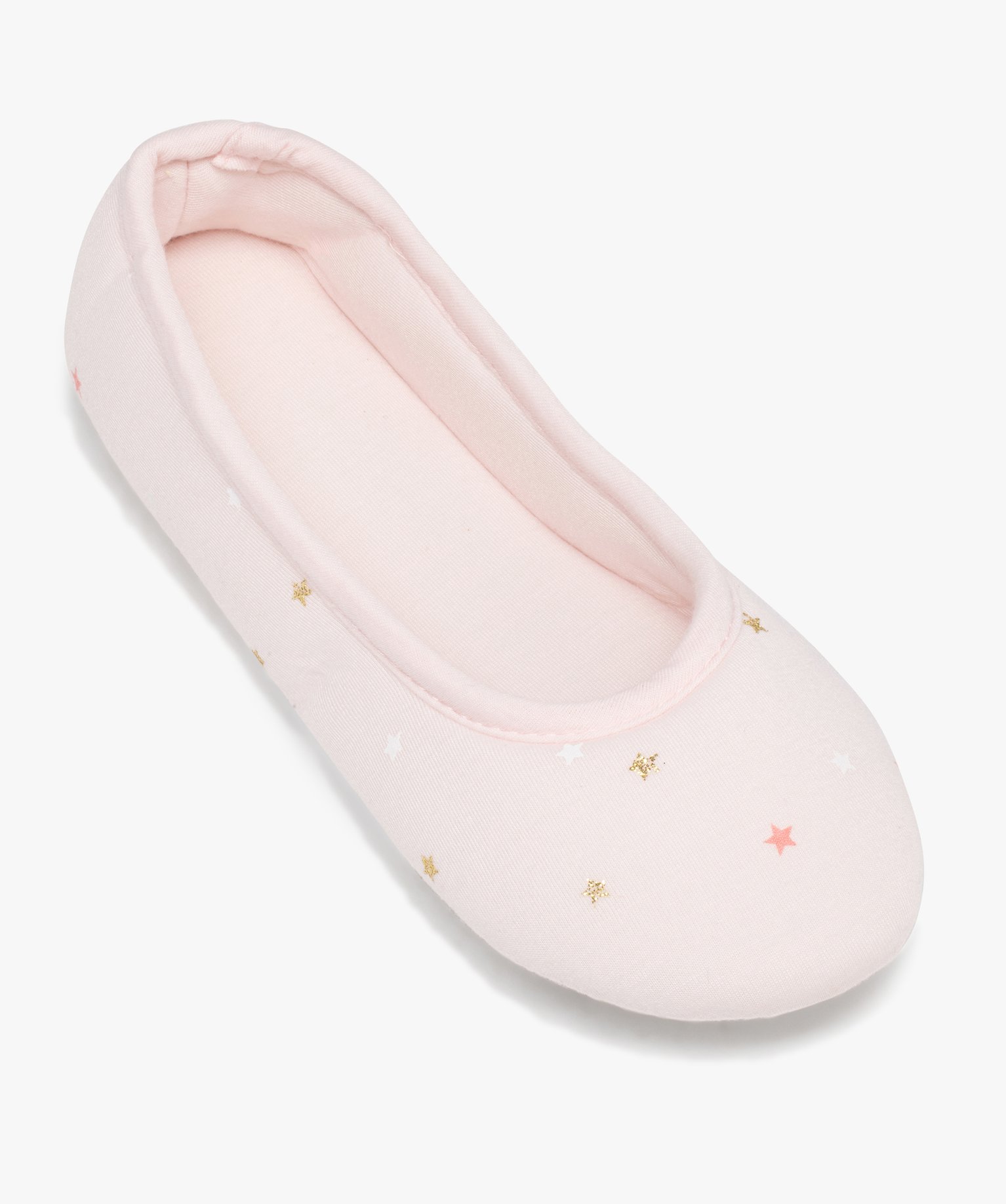 Chaussons femme ballerines en jersey à motif étoilé rose | GEMO