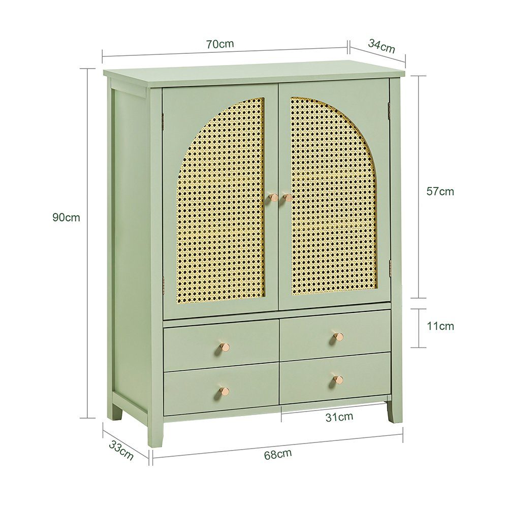 SoBuy Sideboard FSB72, Küchenschrank Schuhschrank mit Gitteroptik-Türen Aufbewahrungsschrank