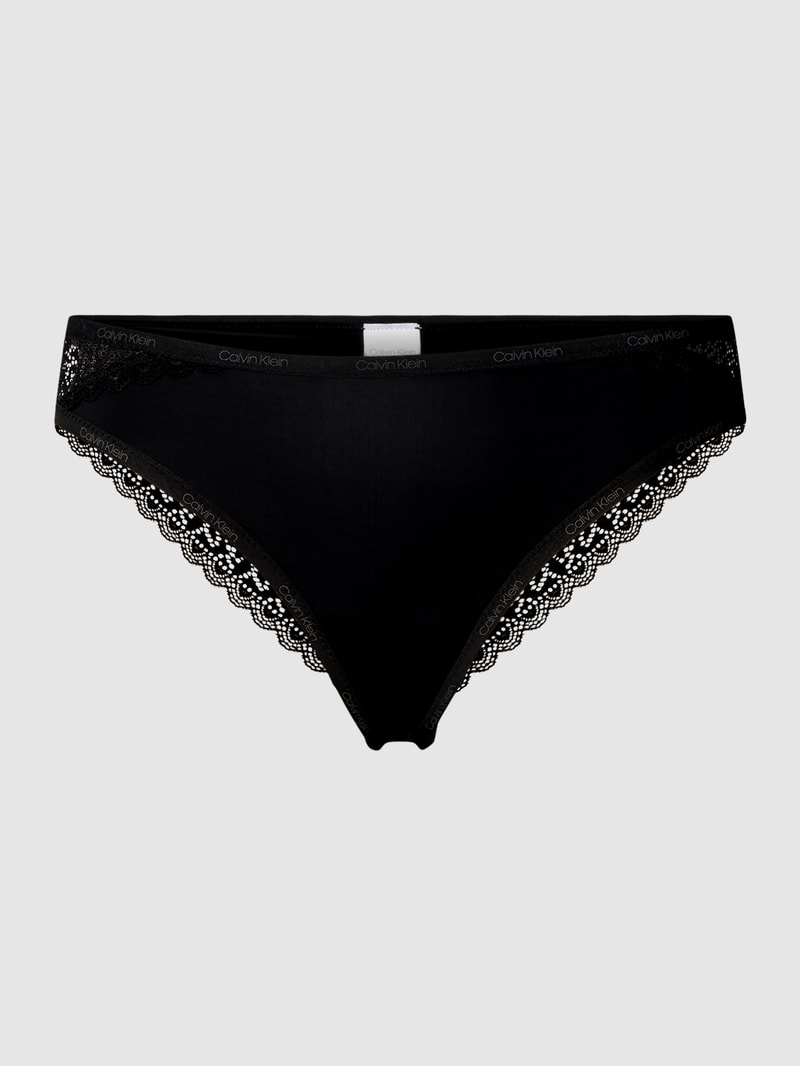 String mit Häkelspitze Modell 'FLIRTY' in schwarz