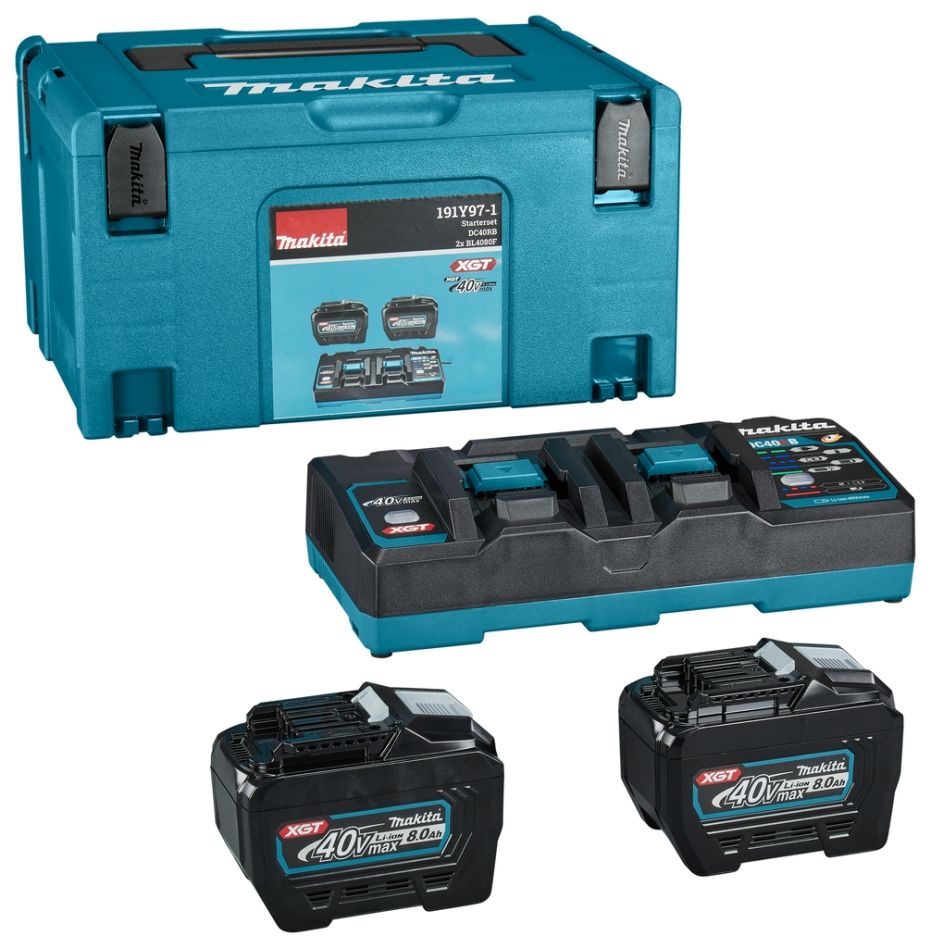 Příslušenství Makita 191Y97-1 Startovací sada XGT DC40RB Duo nabíječka + 2 x baterie BL4080F 40V max. 8,0Ah v MBoxu