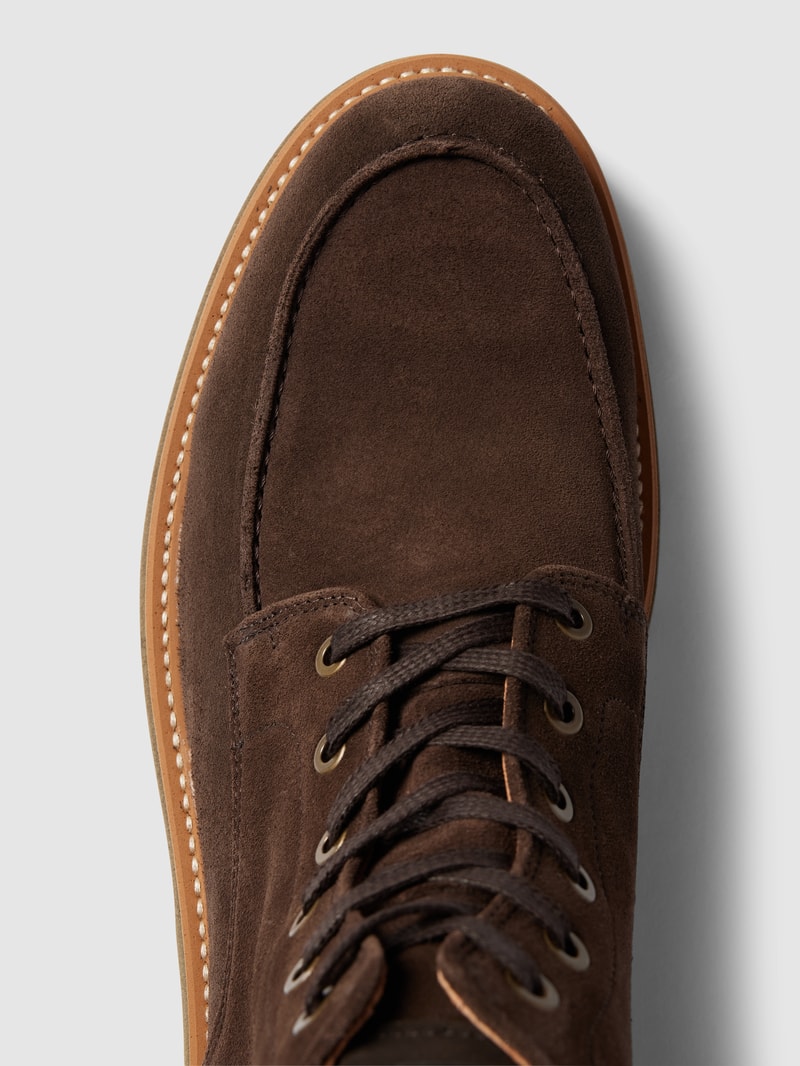 Boots aus echtem Leder mit Kontraststreifen Modell 'RUBINO' in dunkelbraun