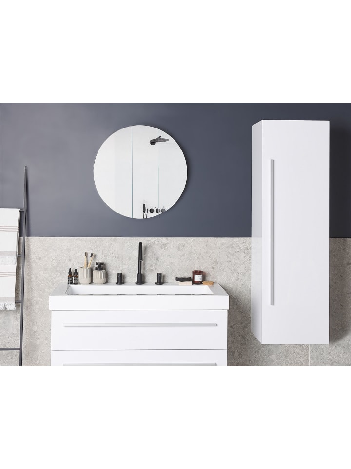 Beliani Badezimmerschrank MATARO in Weiß/Silber - (W) 40 x (H) 132 x (L) 35 cm günstig kaufen onesize