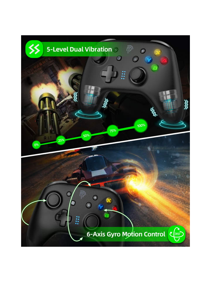 Almina EasySMX ESM-9124 Kabelloses Bluetooth/2,4GHz Gamepad Schwarz in Schwarz günstig kaufen onesize