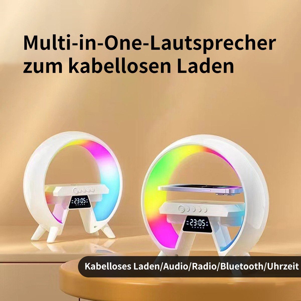 Hikeren Wecker Wecker Lautsprecher mit Umgebungslicht,Mehrere Lichteffekte Geeignet als Weihnachts- und Geburtstagsgeschenk