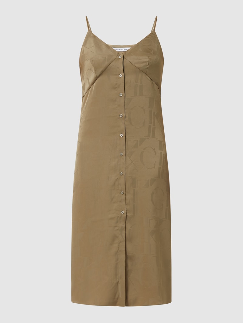 Midikleid aus Satin  in beige
