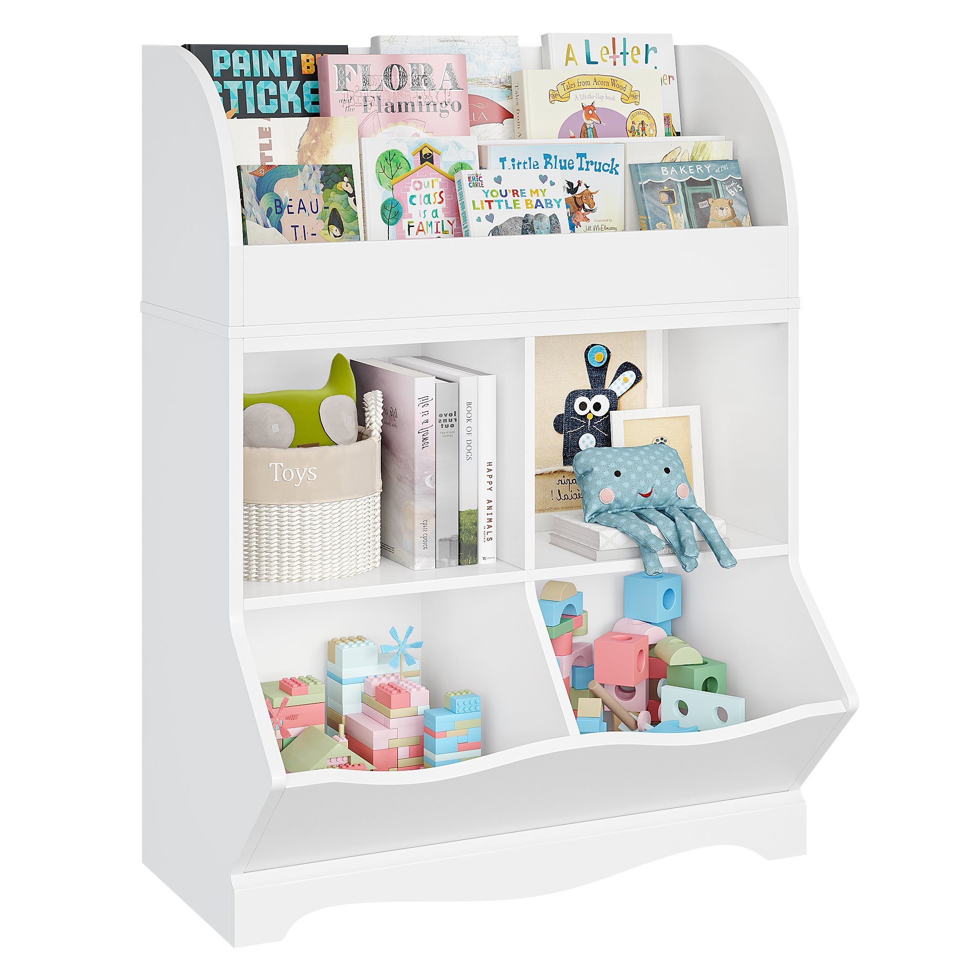HOMECHO Bücherregal, Spielzeugregal mit Ablagefächern und Fächern Kinderregal