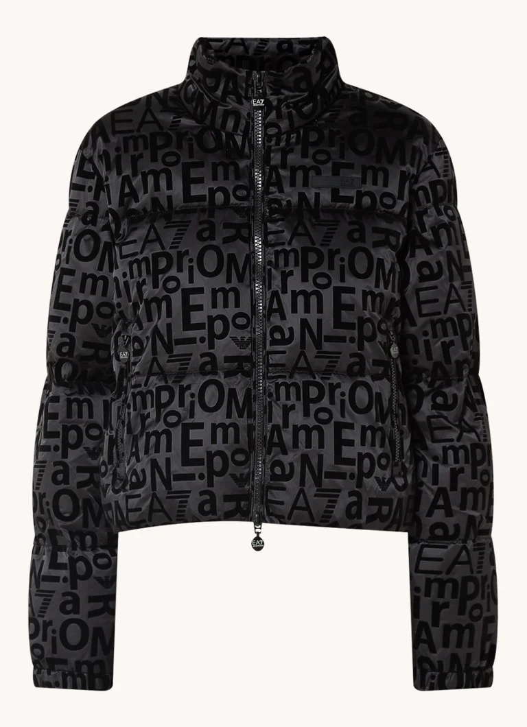 Emporio Armani pūsta jaka ar logotipu un rāvējslēdzēja kabatām