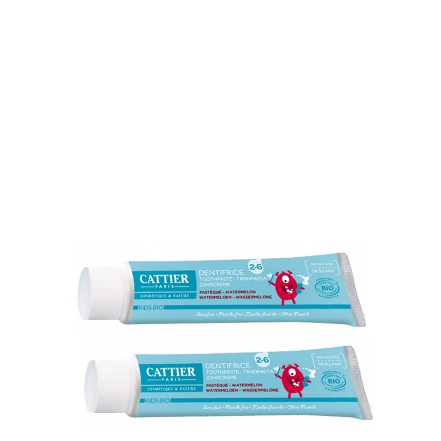 Cattier Dentifrice Framboise Enfant 2-6 ans 2x50 ml