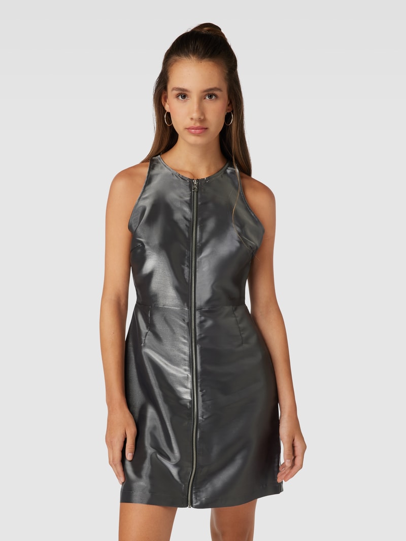 Minikleid mit Label-Detail in silber