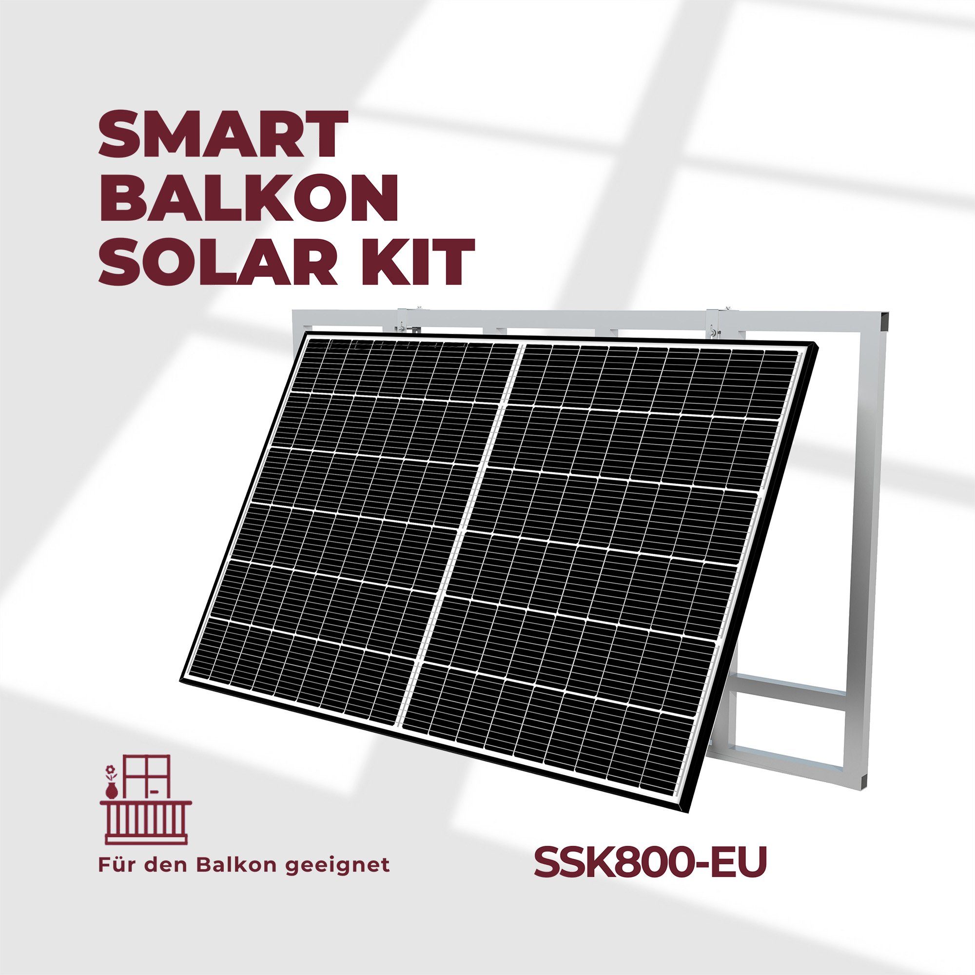 SUNOVA Solar Solaranlage Balkonkraftwerk 820W SunovaSolar 800W Inverter 5m Schukokabel 2x2m DC