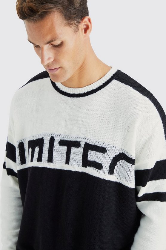 Tall kastiger Oversize Colorblock Strick-Pullover