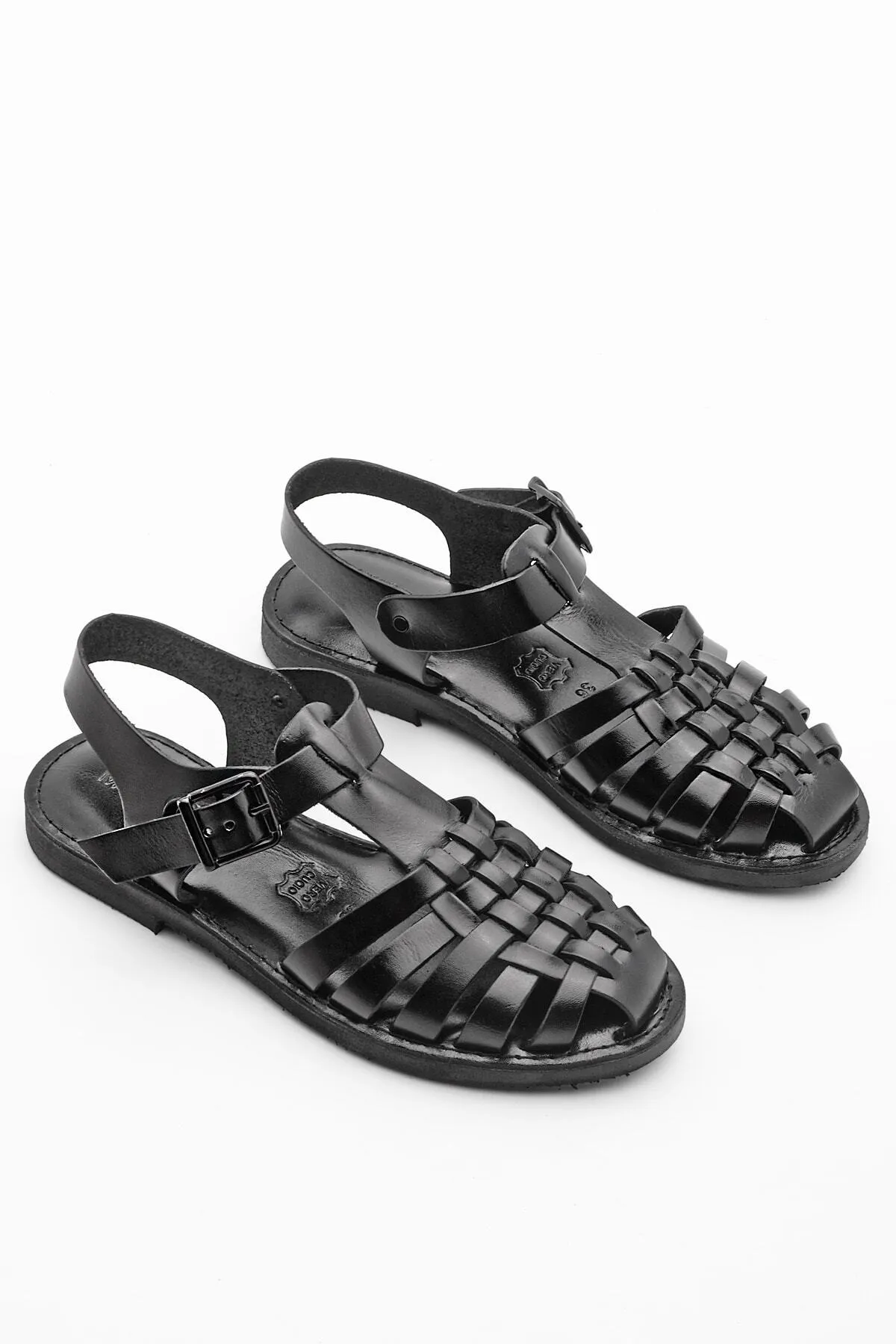 Marjin  Damen Sandalen Kesva aus echtem Leder mit leichter Eva-Sohle, schwarz