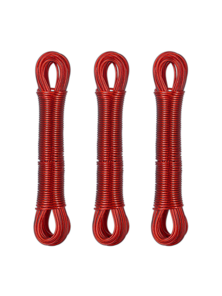 relaxdays 3 x Wäscheleine in Rot  - 20 m günstig kaufen onesize