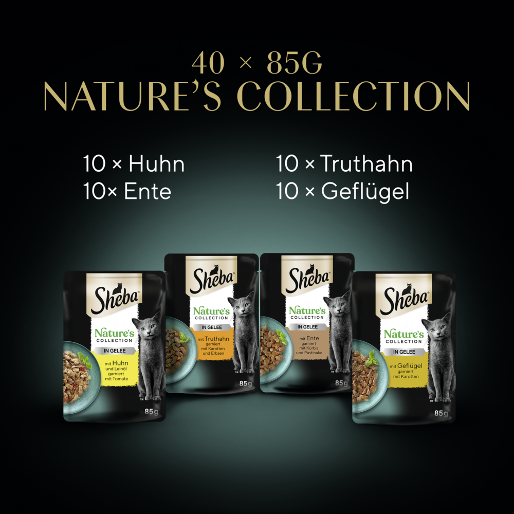 Sheba NATURE'S COLLECTION Portionsbeutel Multipack Geflügel Variation in Gelee 40x85g