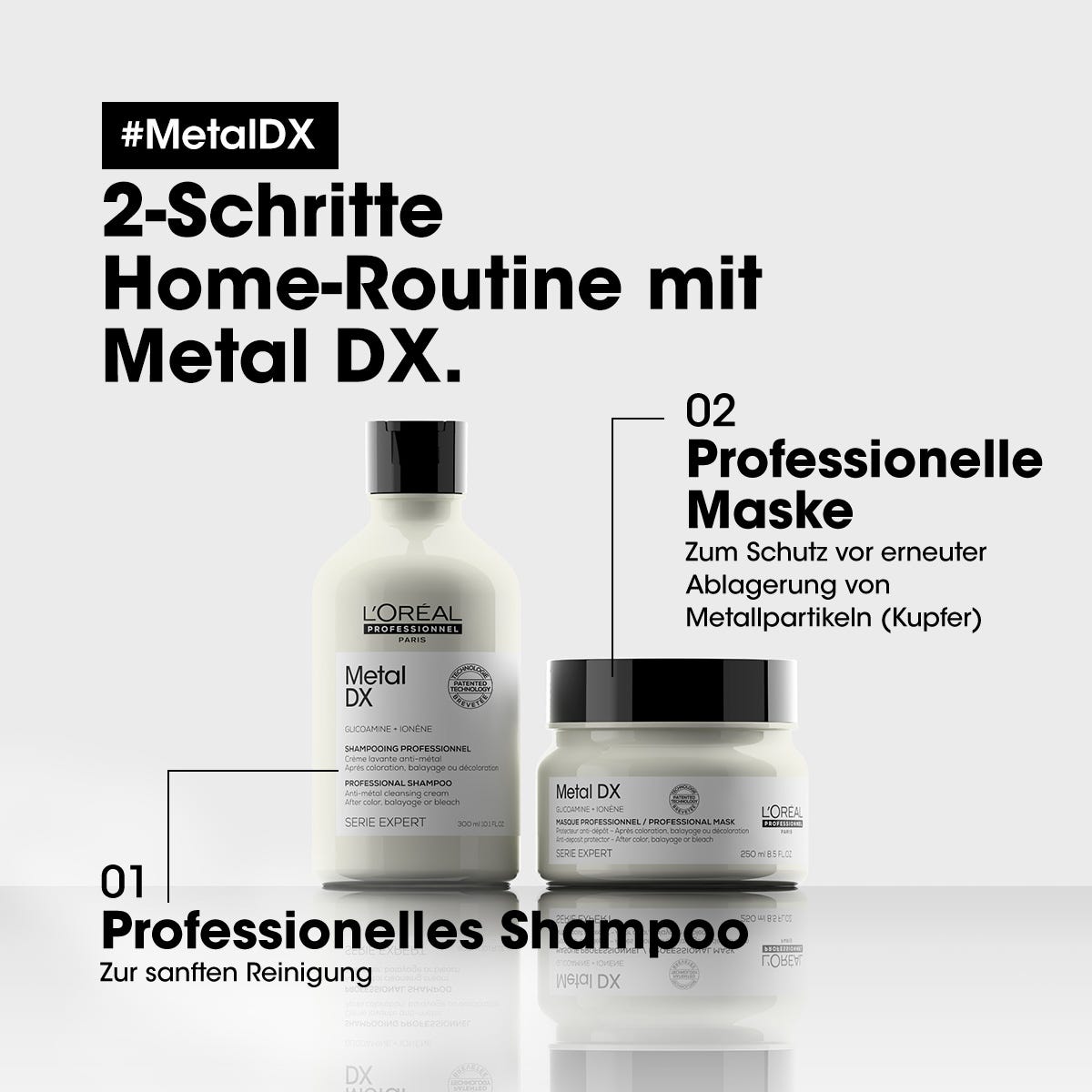 L'Oréal Professionnel Paris Serie Expert Metal DX Shampoo für coloriertes und geschädigtes Haar, langanhaltende Farben & Glanz 300 ml