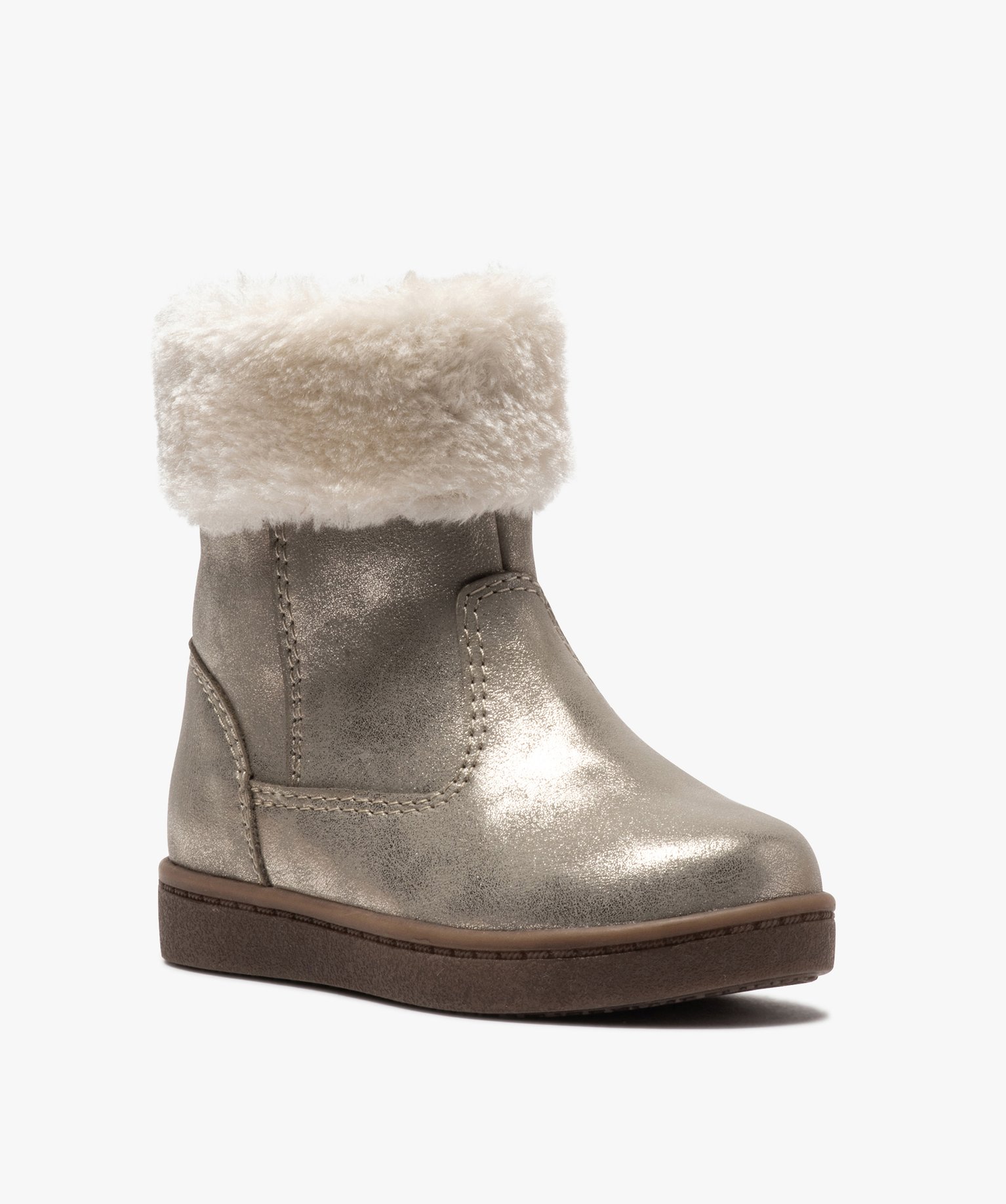 Boots fourrées bébé fille zippées dessus métallisé | GEMO