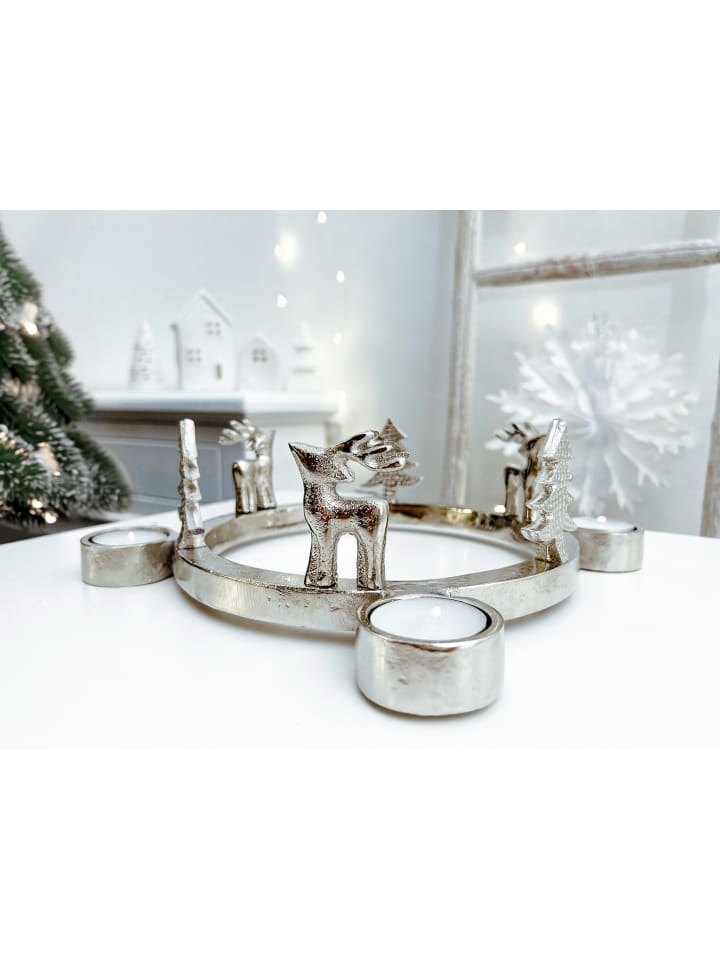 kobolo Adventskranz DEER4LIGHT in Silber günstig kaufen onesize