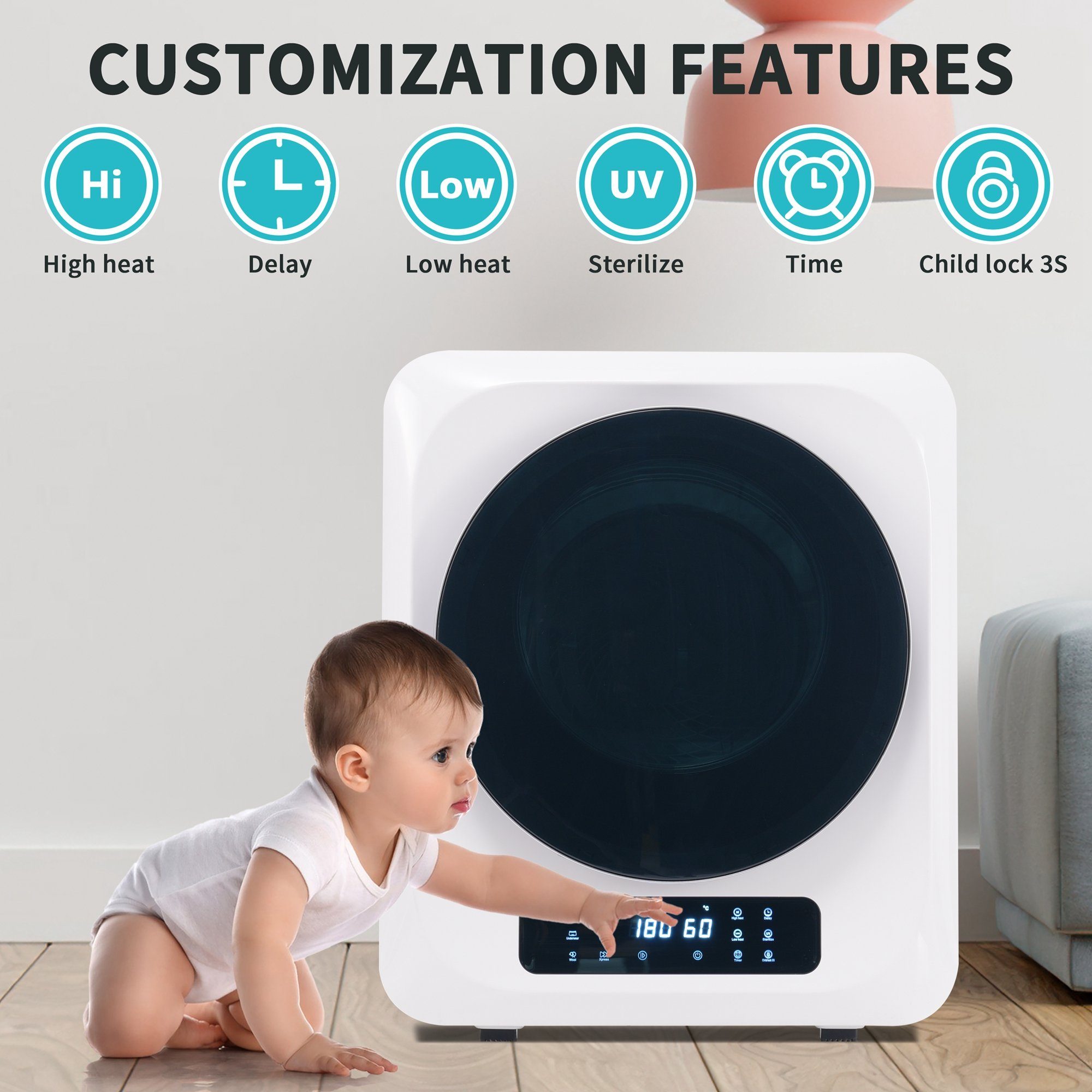 OKA Balkonwäschetrockner Abluft-Gastrockner, Edelstahltrockner, 2,5 kg, eigentlich max. 4 kg, 850 W, Multi-Filtration, 6 Funktionen. Überhitzungsschutz