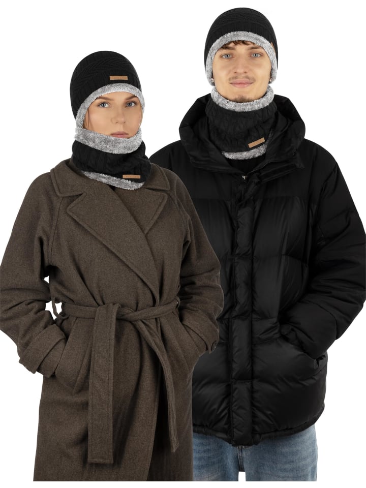normani Winter-Fellschal Kebili in Schwarz/Grau günstig kaufen onesize