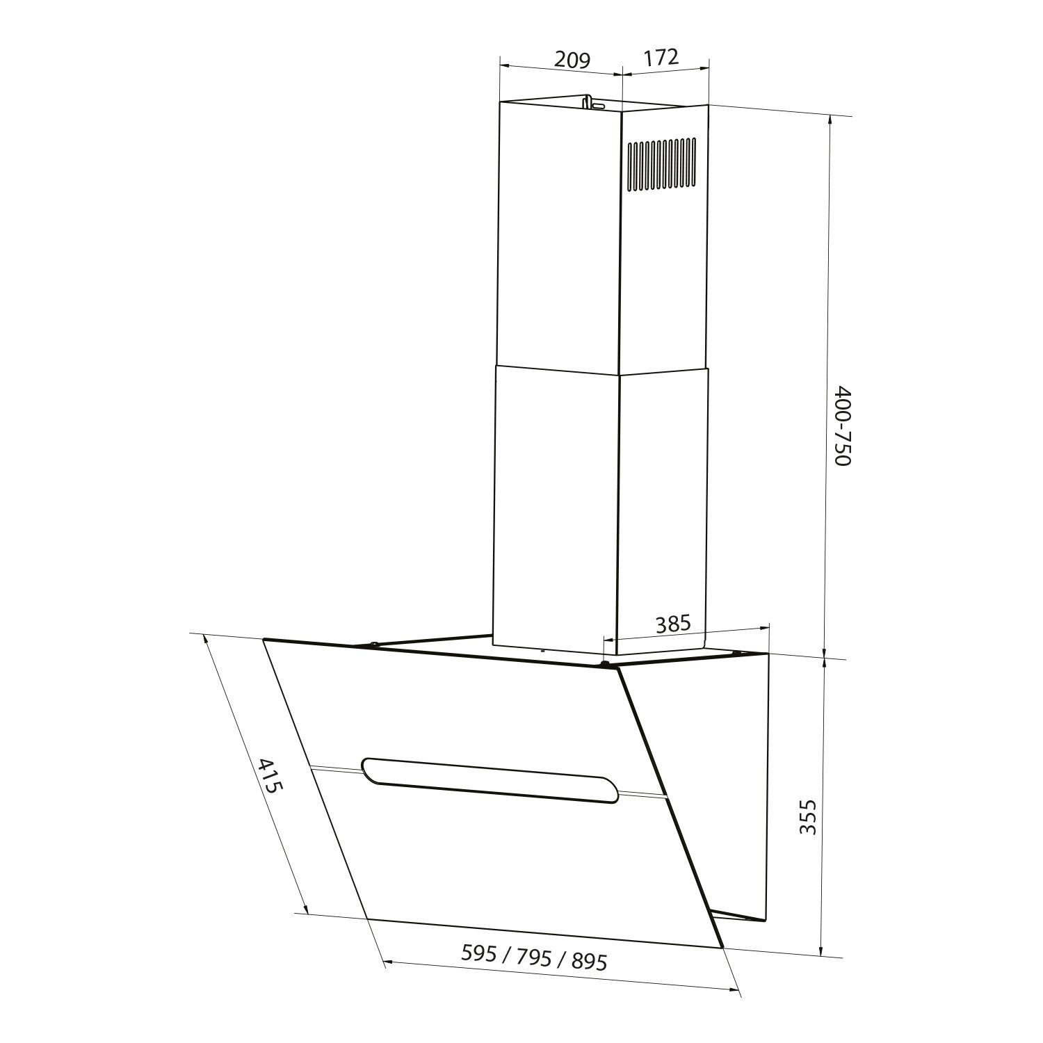 KKT KOLBE Wandhaube Dunstabzugshaube 60cm ECCO609SHCM RGBW Ambientebeleuchtung, Kopffreihaube / 60cm / Smarte WiFi-App / Edelstahl / Glas / Leise