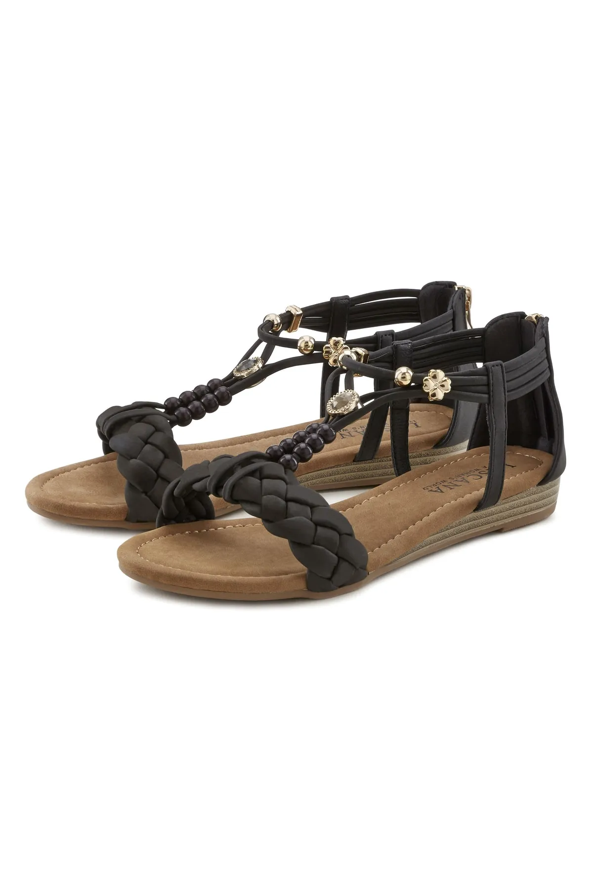LASCANA  Sandalette - Schwarz - Flacher Absatz