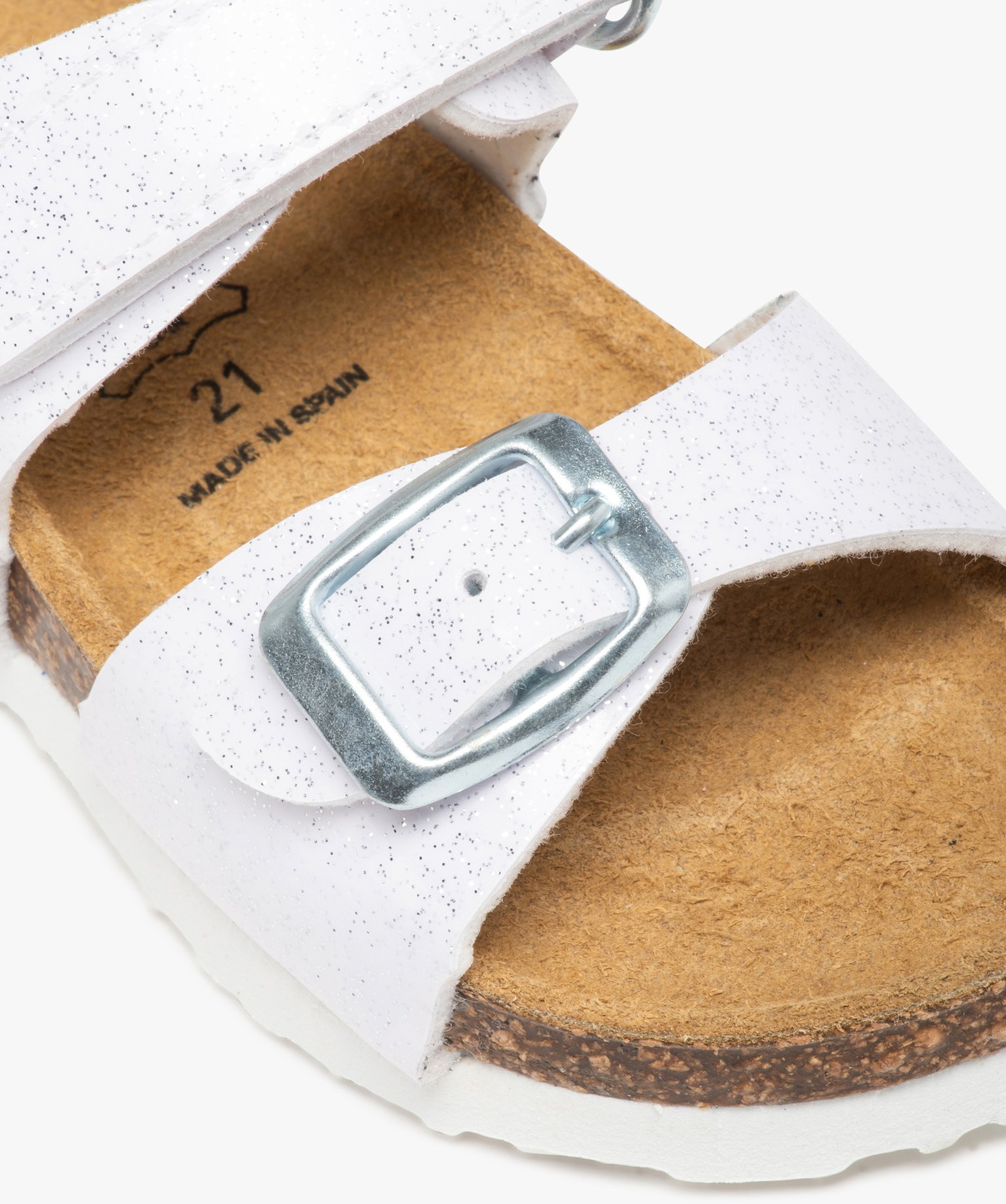Sandales bébé fille à semelle liège et brides pailletées blanc | GEMO